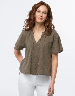 Sale Blouse ample coton kaki Chemisiers & Blouses|Hauts