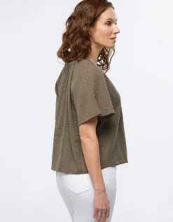 Sale Blouse ample coton kaki Chemisiers & Blouses|Hauts