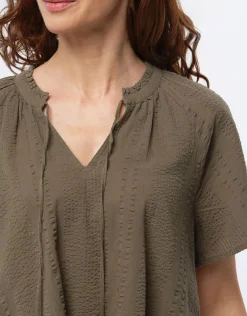 Sale Blouse ample coton kaki Chemisiers & Blouses|Hauts