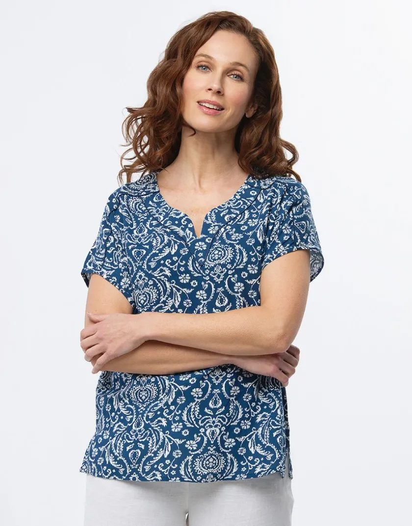 Online Blouse bleu imprimé Chemisiers & Blouses|Hauts