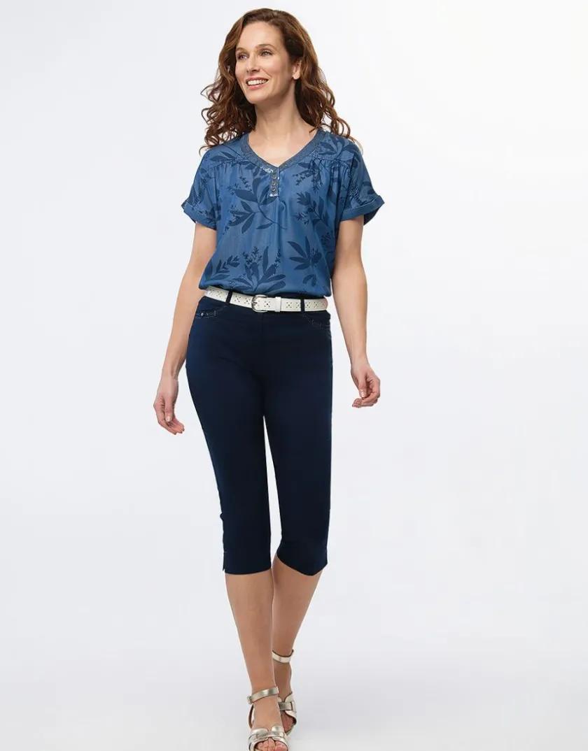 Online Blouse bleu lyocell Hauts|Chemisiers & Blouses