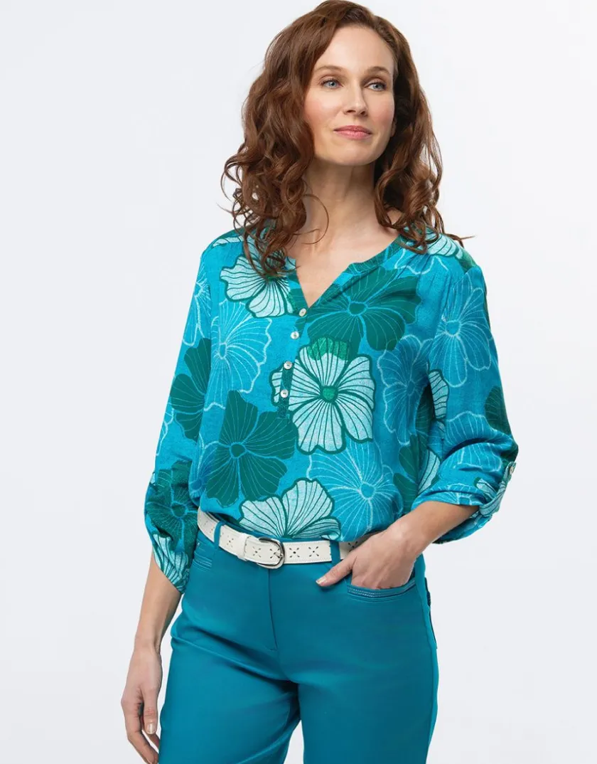Hot Blouse bleu motif Chemisiers & Blouses|Hauts