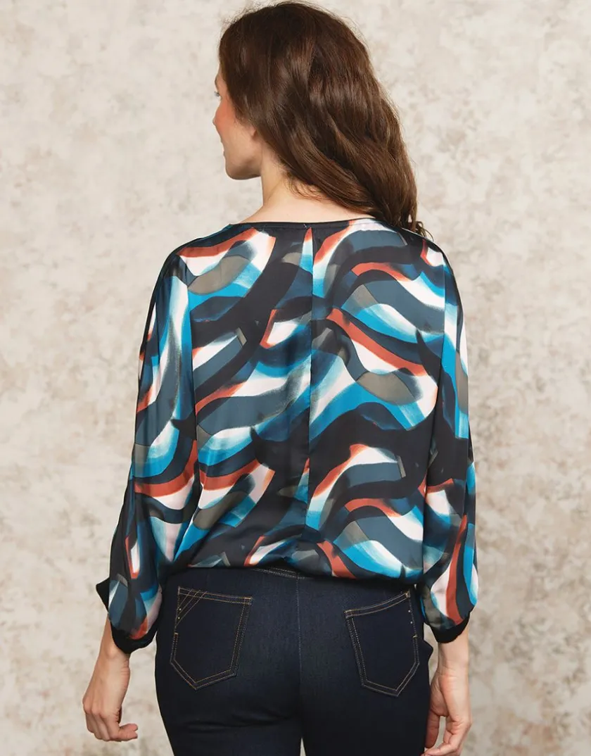 New Blouse bleu motif Chemisiers & Blouses|Hauts