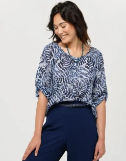 Outlet Blouse bleue 100% coton Chemisiers & Blouses|Hauts