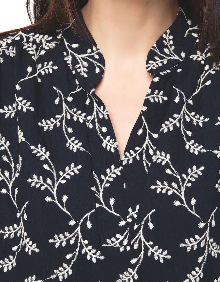 Discount Blouse brodée bleu marine Chemisiers & Blouses|Hauts