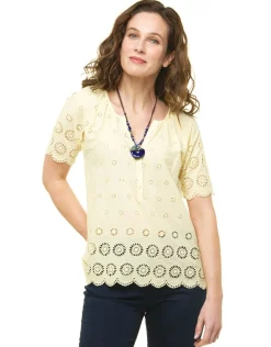 Hot Blouse broderie jaune Chemisiers & Blouses|Hauts