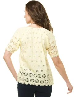 Hot Blouse broderie jaune Chemisiers & Blouses|Hauts