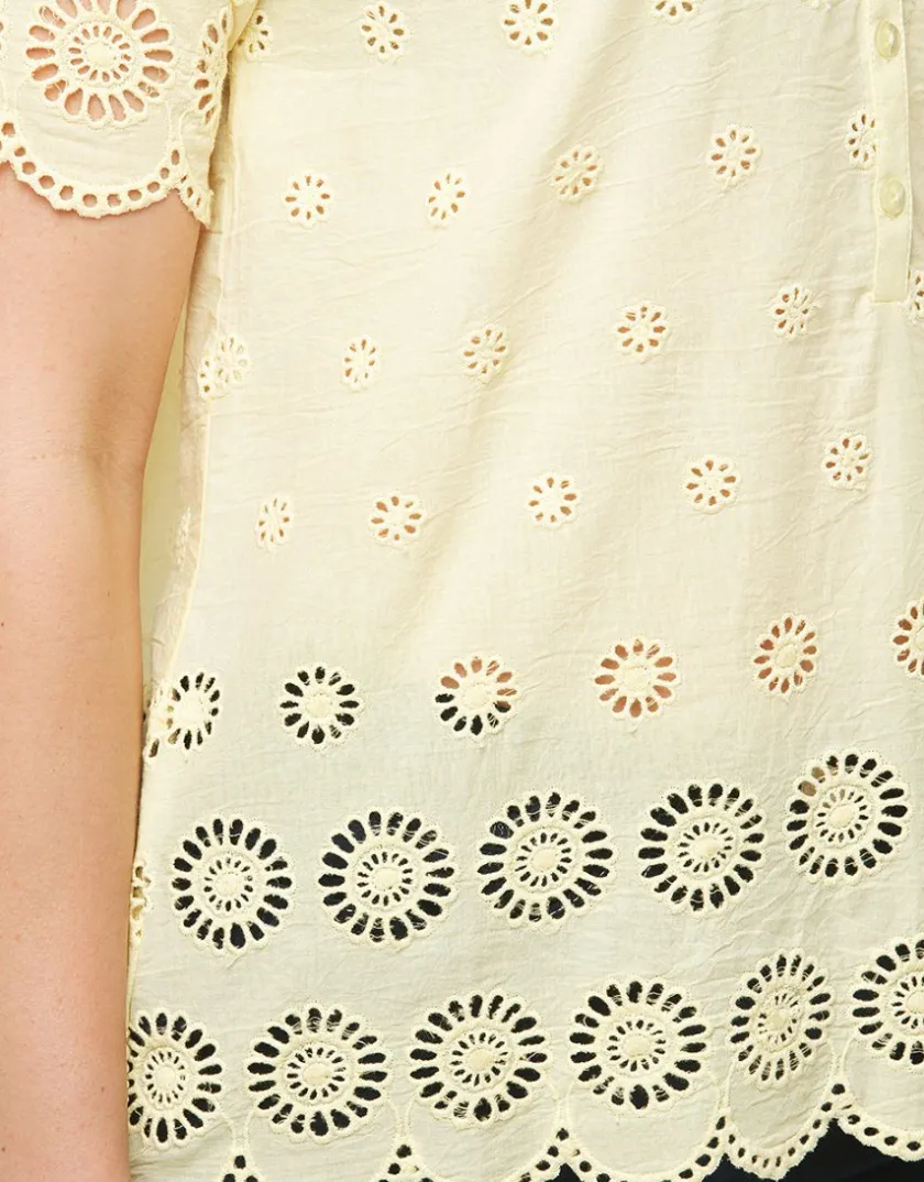 Hot Blouse broderie jaune Chemisiers & Blouses|Hauts
