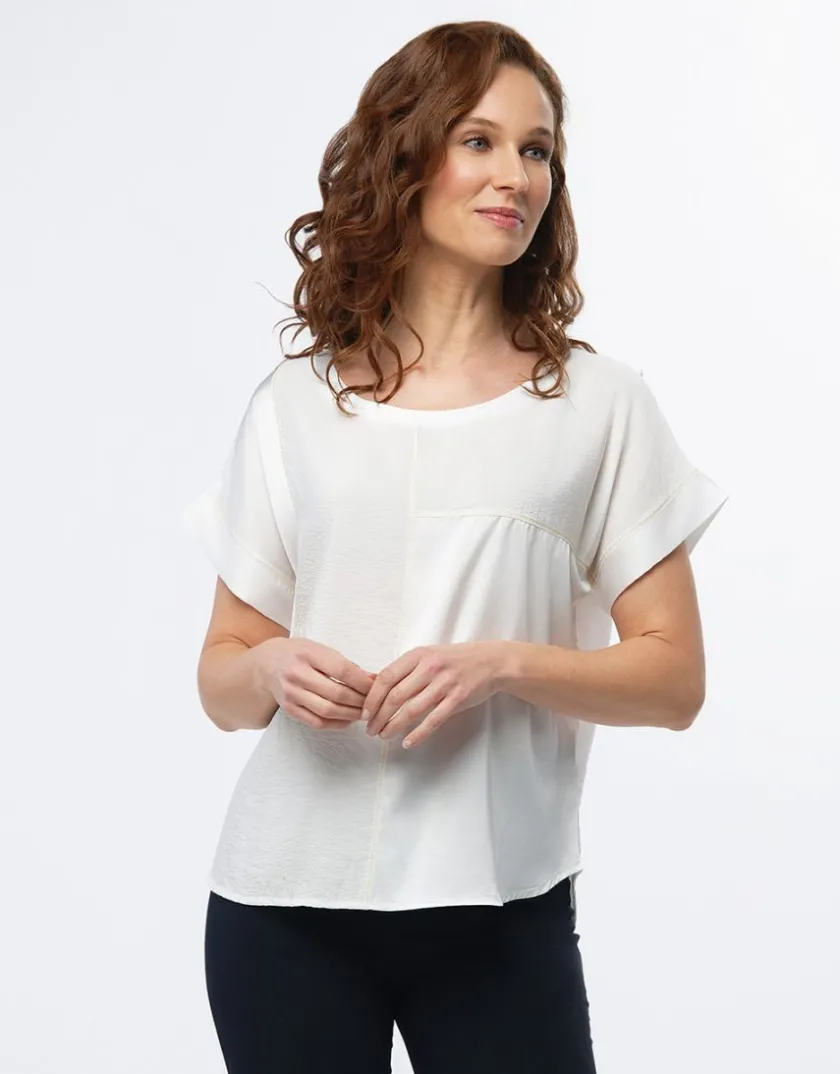 Discount Blouse chic bi-matière Chemisiers & Blouses|Hauts