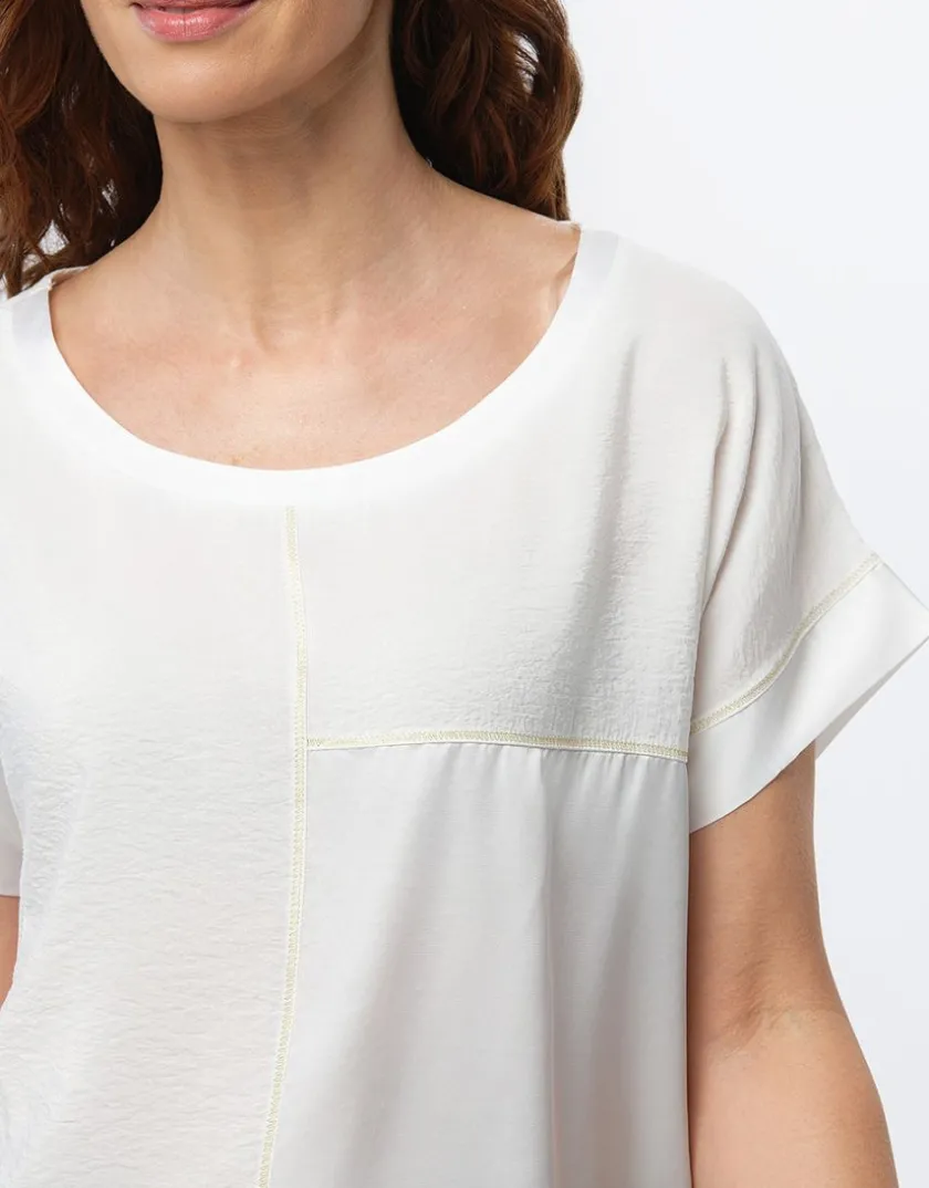 Discount Blouse chic bi-matière Chemisiers & Blouses|Hauts