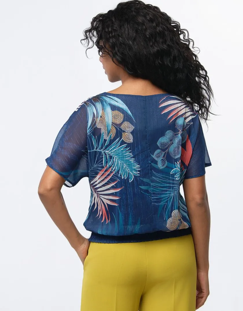 Outlet Blouse chic voile bleu Chemisiers & Blouses|Hauts
