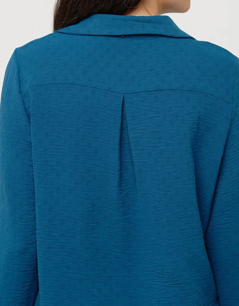 Sale Blouse col polo bleu Chemisiers & Blouses|Hauts