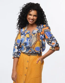 Outlet Blouse coton imprimé Chemisiers & Blouses|Hauts