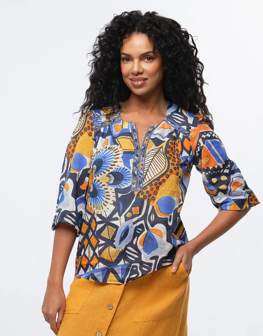 Outlet Blouse coton imprimé Chemisiers & Blouses|Hauts