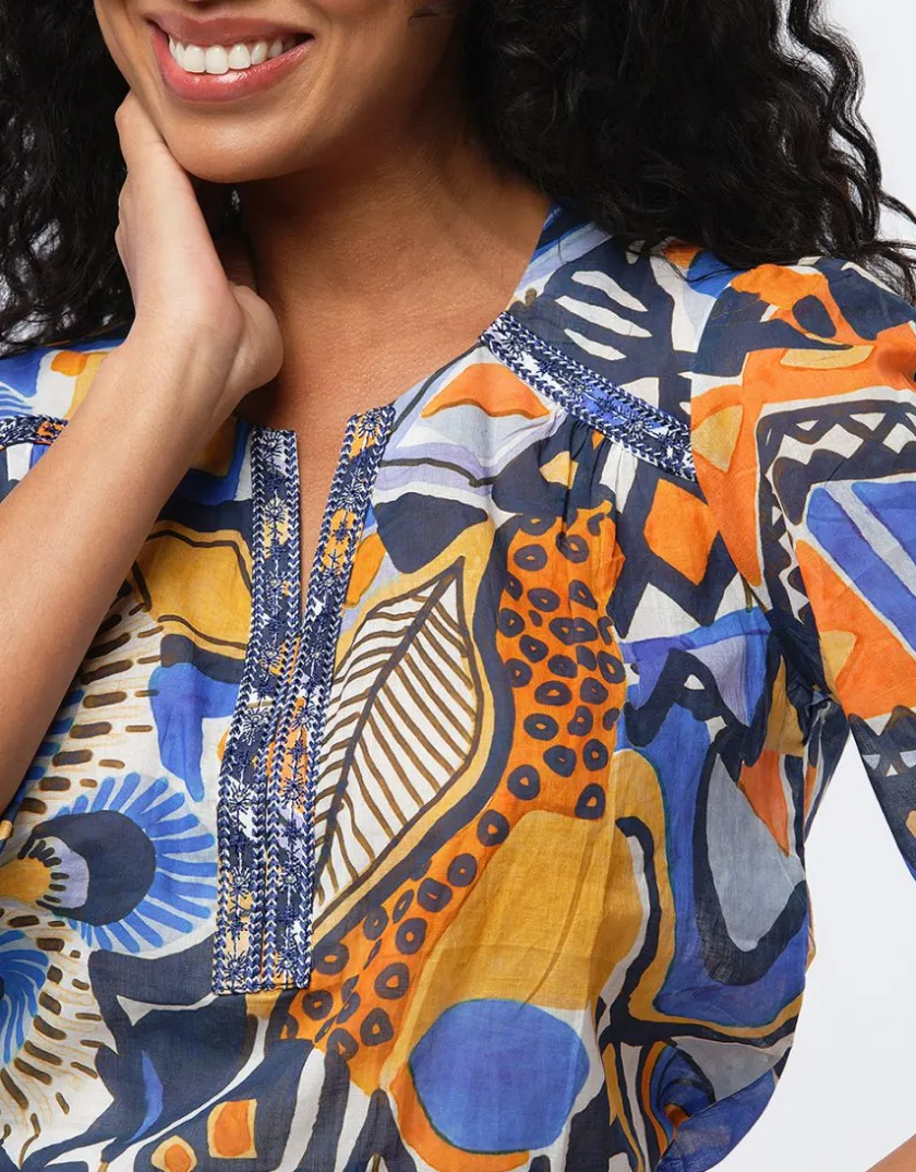 Outlet Blouse coton imprimé Chemisiers & Blouses|Hauts