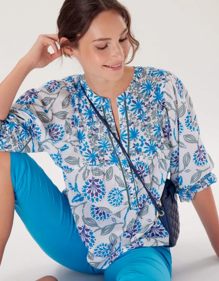 Fashion Blouse coton motif fleuri Chemisiers & Blouses|Hauts