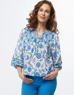 Fashion Blouse coton motif fleuri Chemisiers & Blouses|Hauts