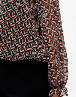 Discount Blouse crépon noir rouge Chemisiers & Blouses|Hauts