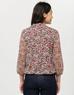 Discount Blouse fleurie rouge Chemisiers & Blouses|Hauts