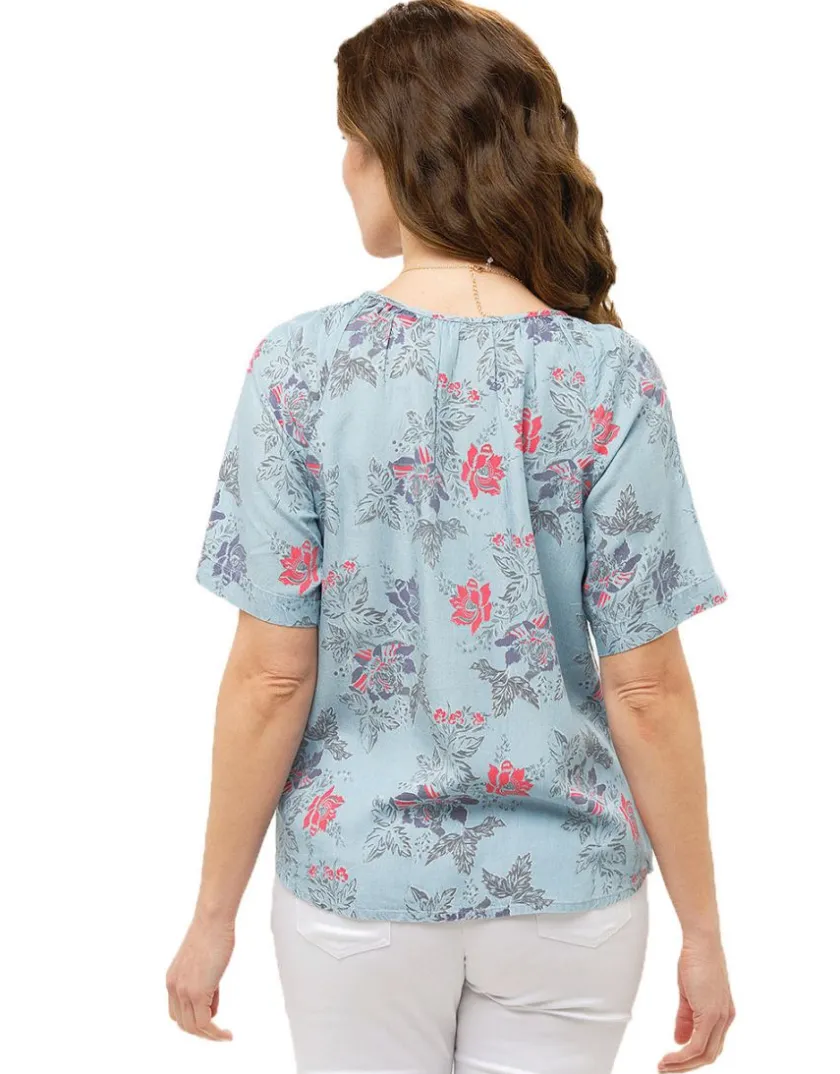 Hot Blouse lyocell bleu ciel Chemisiers & Blouses|Hauts