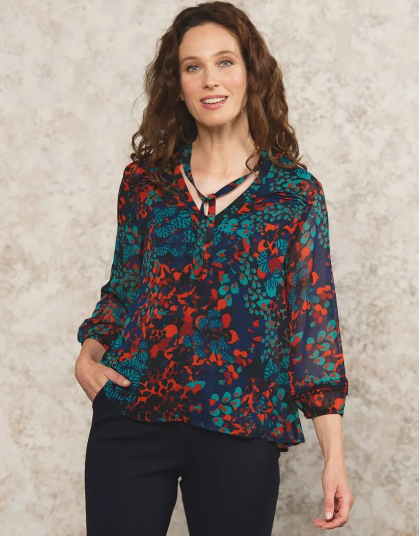 Hot Blouse motif bleu Chemisiers & Blouses|Hauts