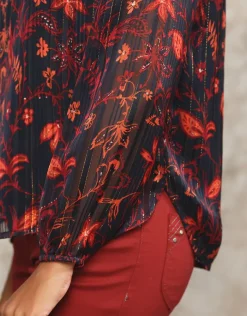 Online Blouse motifs noir rouge Chemisiers & Blouses|Hauts