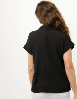 Sale Blouse noire esprit polo Hauts|Chemisiers & Blouses