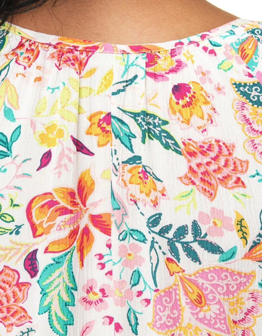 Outlet Blouse orange fleurs Chemisiers & Blouses|Hauts