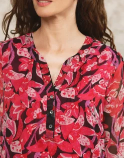 Outlet Blouse rose motif floral Chemisiers & Blouses|Hauts