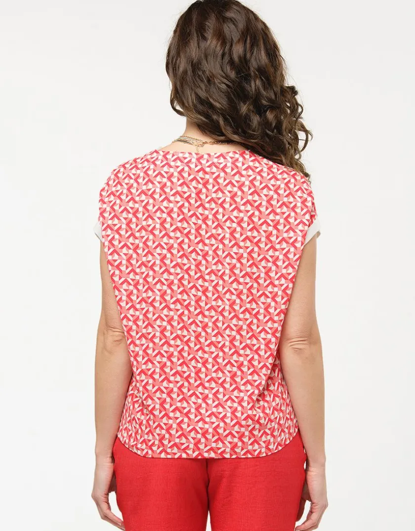 Outlet Blouse rouge imprimé 60s Chemisiers & Blouses|Hauts