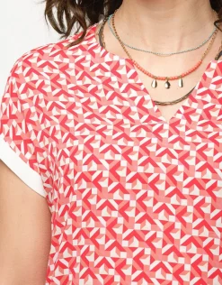 Outlet Blouse rouge imprimé 60s Chemisiers & Blouses|Hauts