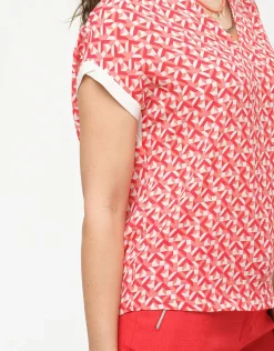 Outlet Blouse rouge imprimé 60s Chemisiers & Blouses|Hauts