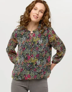 Discount Blouse voile vert fleuri Chemisiers & Blouses|Hauts