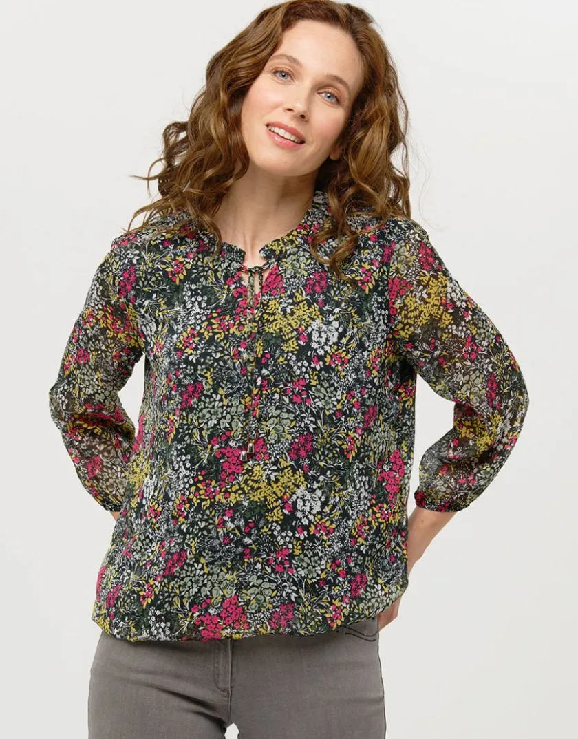 Discount Blouse voile vert fleuri Chemisiers & Blouses|Hauts