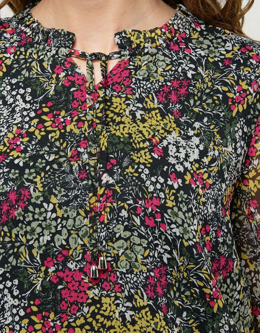 Discount Blouse voile vert fleuri Chemisiers & Blouses|Hauts