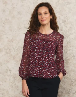 Online Blouse volant noir motif Chemisiers & Blouses|Hauts