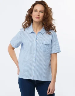 Outlet Chemise coton rayé bleu Chemisiers & Blouses|Hauts