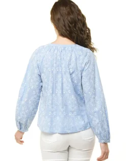 New Chemisier brodé bleu ciel Chemisiers & Blouses|Hauts