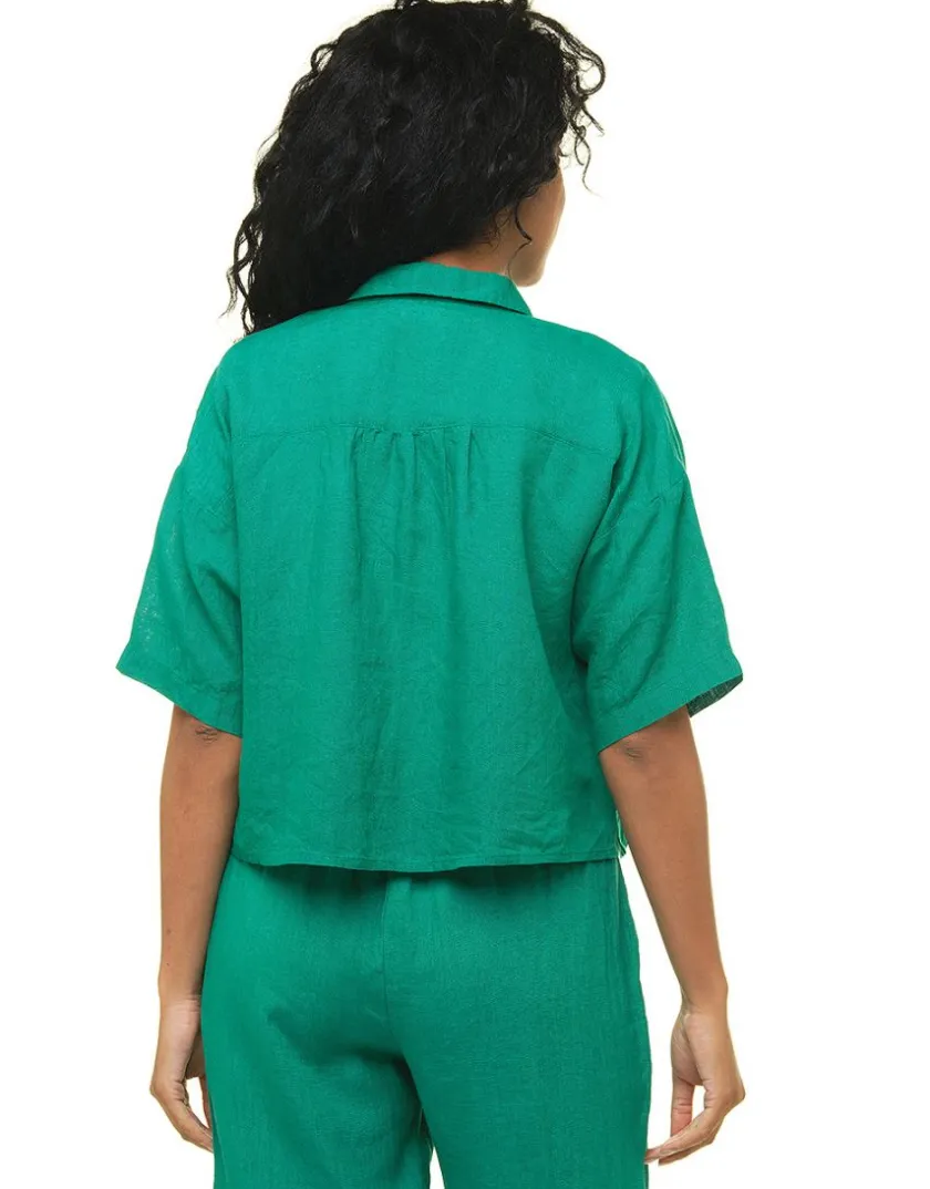 Clearance Chemisier court vert Chemisiers & Blouses|Hauts