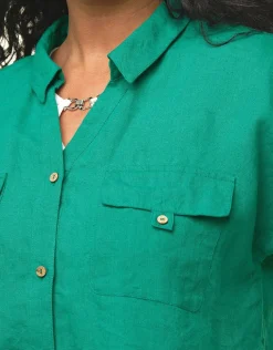 Clearance Chemisier court vert Chemisiers & Blouses|Hauts
