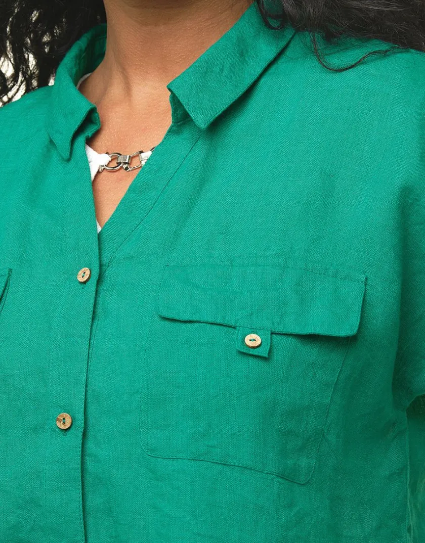 Clearance Chemisier court vert Chemisiers & Blouses|Hauts