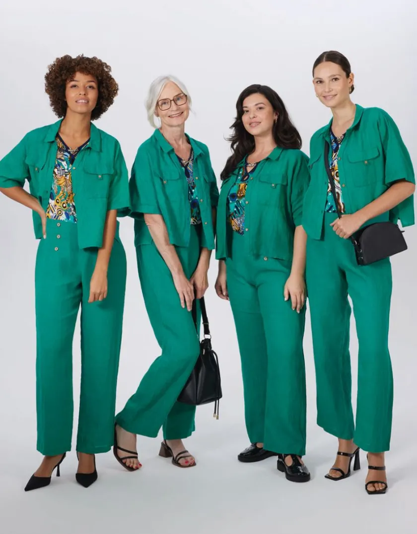 Clearance Chemisier court vert Chemisiers & Blouses|Hauts