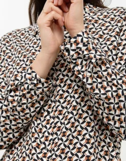 Sale Chemisier écru imprimé Chemisiers & Blouses|Hauts