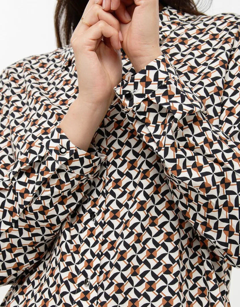 Sale Chemisier écru imprimé Chemisiers & Blouses|Hauts