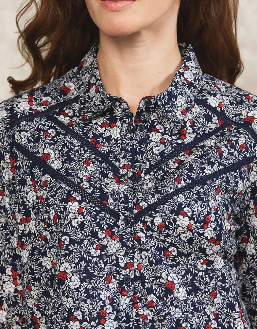 Discount Chemisier fleuri coton Chemisiers & Blouses|Hauts