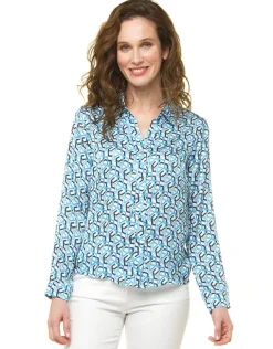 Hot Chemisier imprimé bleu Chemisiers & Blouses|Hauts