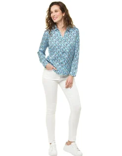 Hot Chemisier imprimé bleu Chemisiers & Blouses|Hauts