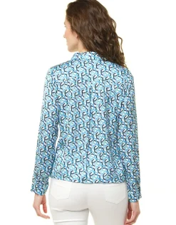 Hot Chemisier imprimé bleu Chemisiers & Blouses|Hauts