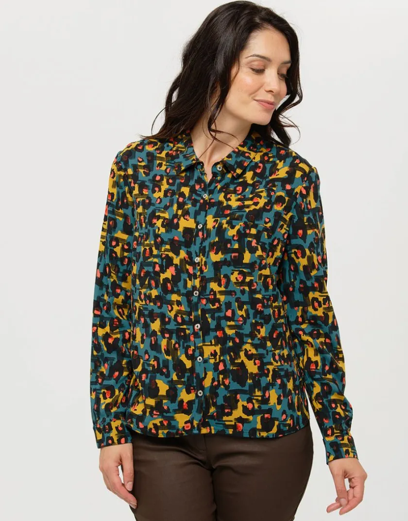 Sale Chemisier imprimé ocre Chemisiers & Blouses|Hauts