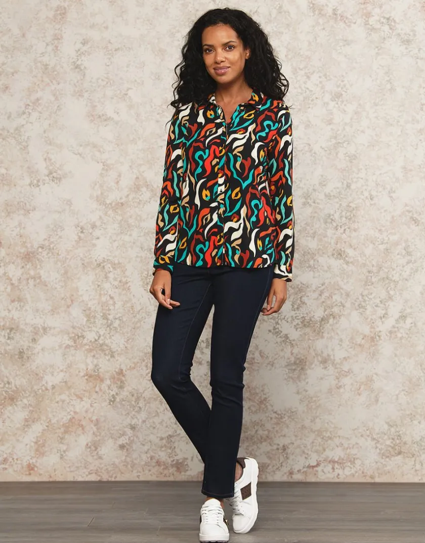 Fashion Chemisier noir motif Chemisiers & Blouses|Hauts